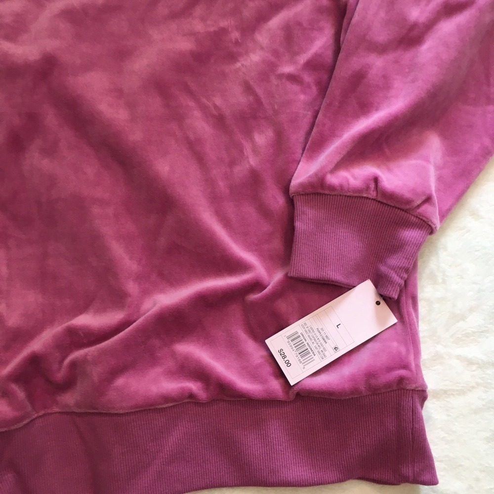 Wild Fable Quarter Zip Sweatshirt Womens Purple NWT Velour Mock Neck Ribbed - Picture 2 of 3